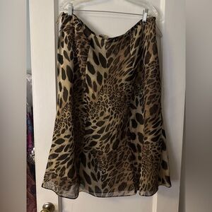 Le Suit Animal Print A-Line Skirt